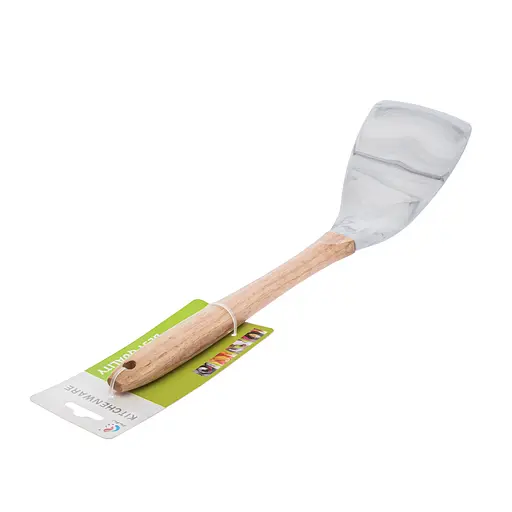 Лопатка силіконова під мармур з дерев'яною ручкою та петлею для підвішування 32.5 см, Kitchen Master 86311 - фото 2