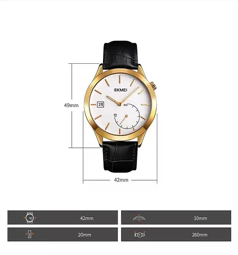Мужские кварцевые часы Skmei 1581 Prestige черные с золотым - фото 3