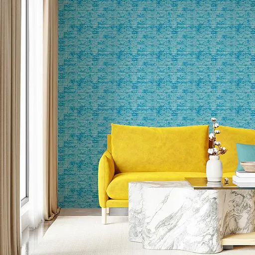 Декоративная 3D панель самоклеющаяся 700х770х5мм Мрамор голубой (кирпич) (065) SW-00000033 - фото 5