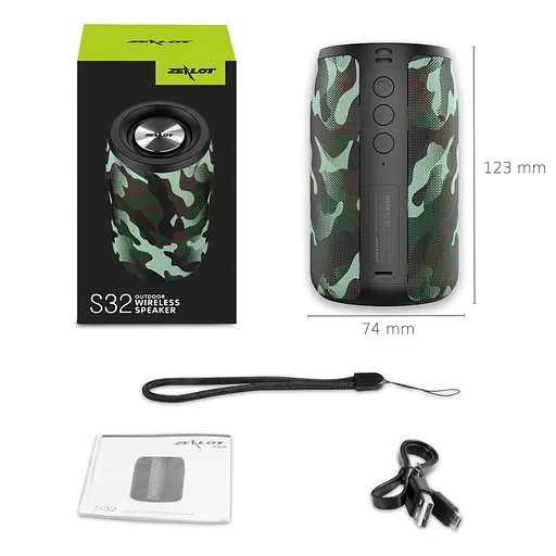 Портативна bluetooth колонка Zealot S32 камуфляжний зелений - фото 8
