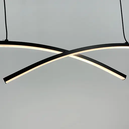 Видовжена чорна люстра-дуга ARC у корпусі 120 см | Арт. MJ154-1200 BK | Line F - фото 5