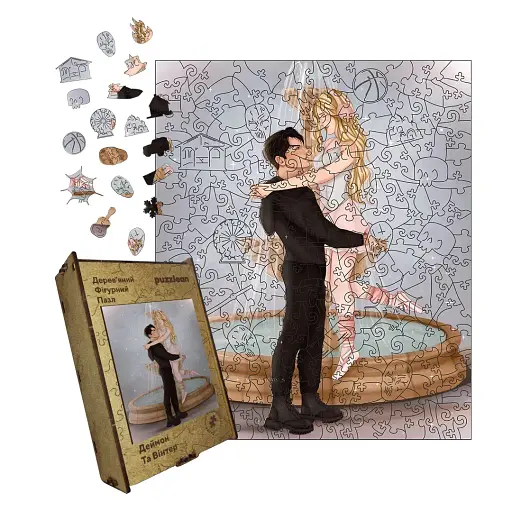 Деревянный фигурный пазл У Фонтана, А1, Картонная коробка 500+ элементов