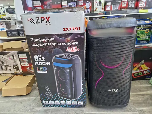 Музична портативна Вluetooth колонка ZPX Audio ZX7792 RGB підсвічування 2х10" Мікрофон Пульт 1000Вт Чорний - фото 3