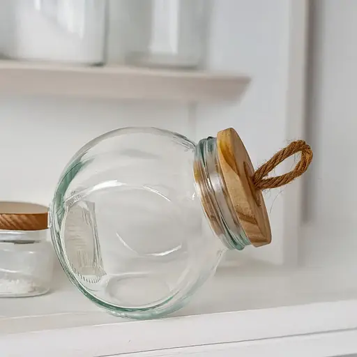 Ємність скляна для спецій Vittora з дерев'яною кришкою + ручка з мотузки  190 мл VT-9033-190 (147028) - фото 2