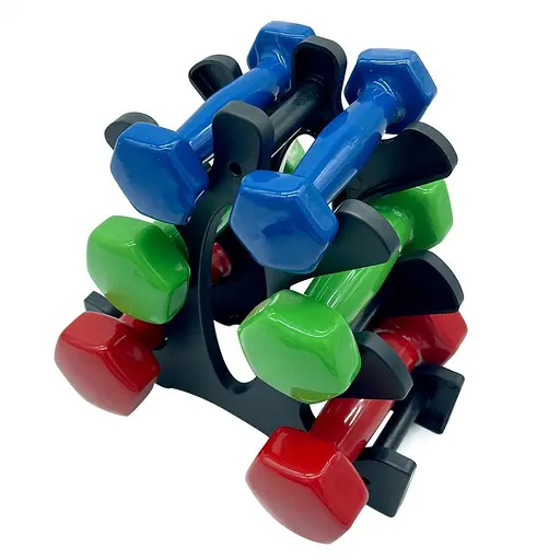 Набор виниловых гантелей на подставке Vinyl Dumbbell Set NE-VIN-124, 2 шт по 1 кг, 2 кг, 3 кг - фото 4