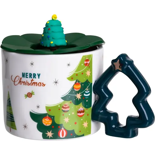 Чашка порцелянова Christmas Tree 400 мл синій  FM-CS-18B