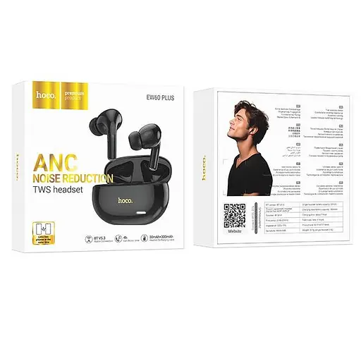 Навушники Hoco Norman true бездротовий ANC BT headset EW60 Plus |BT5.3, 30/300mAh, 4h| black - фото 3