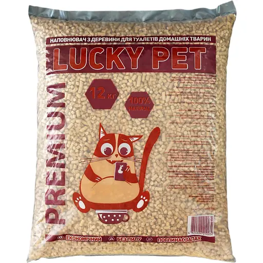 Уцінка. Деревний наповнювач для котячого туалету Lucky Pet преміум 12 кг 
