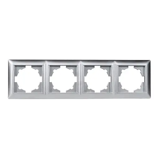 Рамка 4-я горизонтальная Primera 3524 серебро LUXEL - фото 1