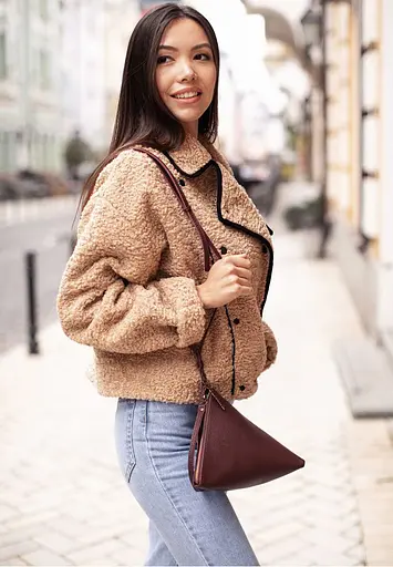 Шкіряна жіноча сумка-косметичка Піраміда Марсала - фото 10