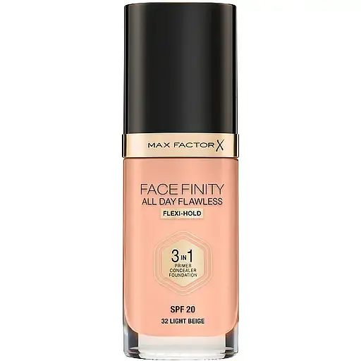 Тональная основа Max Factor Facefinity All Day Flawless 3 в 1 тон 32 (Light Beige) 30 мл - фото 1