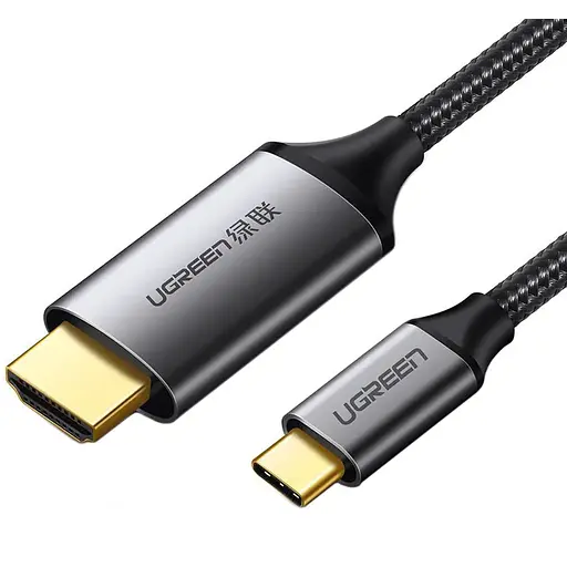 Кабель USB 3.1 Type-C M - HDMI M, 1.5m 4K 60Hz Male Cable Aluminum Shell UGREEN MM142 (Gray Black)