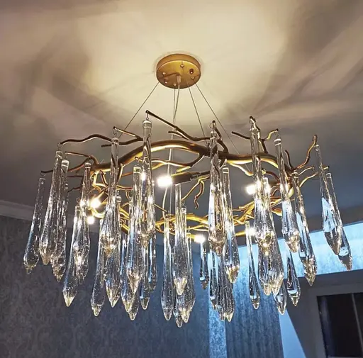 Роскошная люстра в золоте со стеклянными подвесами Ст. MD 9006 GD Line F - фото 2