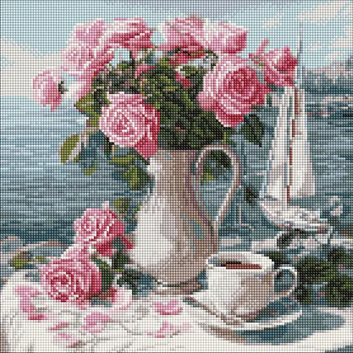 Алмазна мозаїка Ранкові троянди Ідейка AMO8341, 40х40 см - фото 1
