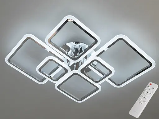 LED люстра смарт светильник с ИК пультом и диммером, 105W, хром - фото 1