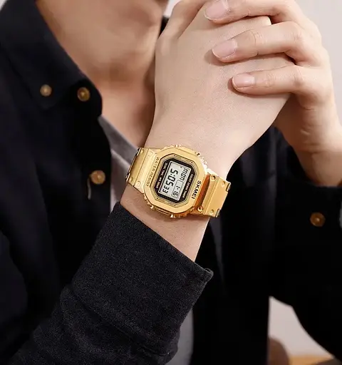 Чоловічий наручний годинник Skmei 1456 Singapore Золотистий - фото 2