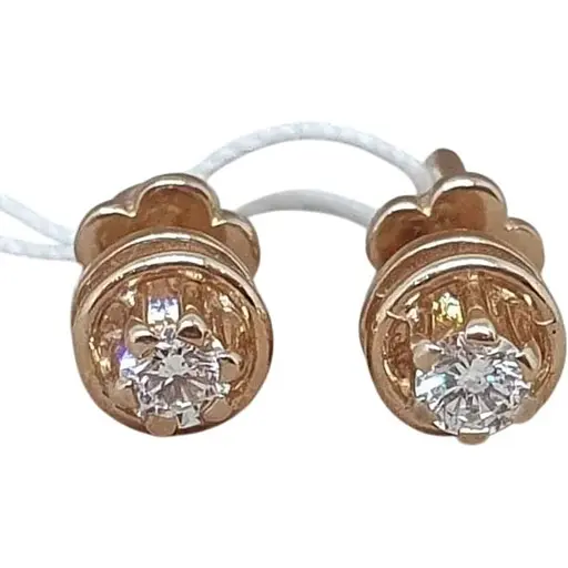 Золоті сережки-пусети Гаразд з діамантами. 3032433