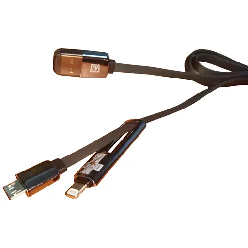 Кабель Remax 2 в 1 Combo Lightning + microUSB 1 м чорний - фото 1