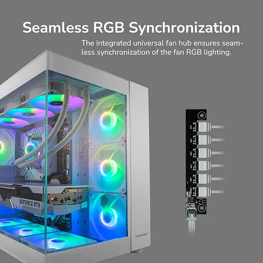 Корпус Cougar FV150 RGB без блока питания, белый (FV150 RGB White) - фото 9