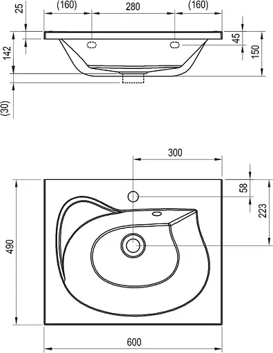Умивальник Ravak Rosa II 60x49 XJ201160000, Білий - фото 2