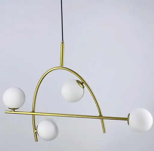 Люстра в золотистому корпусі на 4 мініатюрних білих матових плафони Line.F YG 8014-4 D GD - фото 6