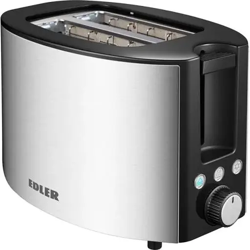 Тостер Edler EDTS-2572, Inox Black, 750W, 2 тости, 2 відділення, 5 режимів підсмажування, розморожування, підігрів, пластиковий корпус з нерж сталлю