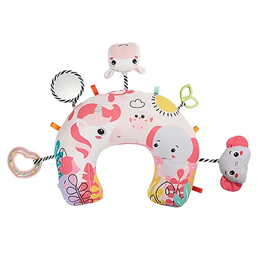 Килимок-подушка для немовляти 63633 з підвісками, дзеркальцем, брязкальцем і шурхотом-рожевий - фото 2