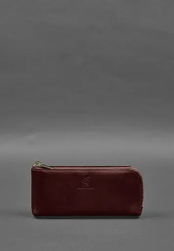 Кожаный портмоне-купюрник на молнии 14.0 бордовый - фото 2