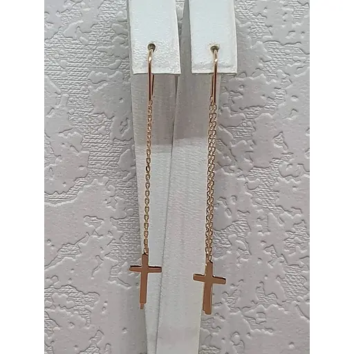 Золотые серьги-протяжки Вселенная Крестики. 22010700 - фото 4