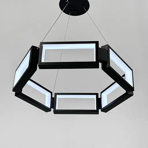 Люстра із підвісним чорним кільцем з прямокутників Ø 45 см | Арт. MJ 235-500 | Line F - фото 3