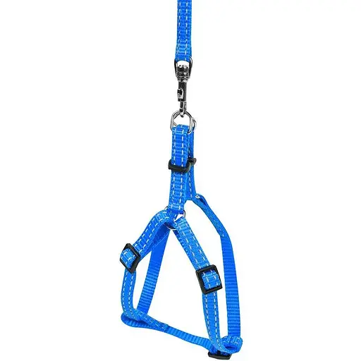 Шлея регульована Dog Extreme з повідцем для котів, кроликів і морських свинок нейлонова блакитна - фото 2