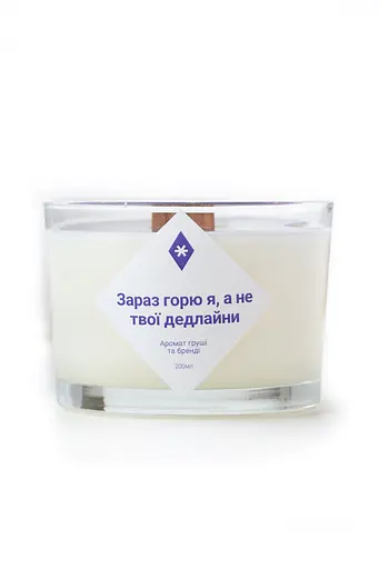 Зараз горю я, а не твої дедлайни 200 мл, 20 год Широкі (200мл) Соєвий віск 20 годин - фото 1