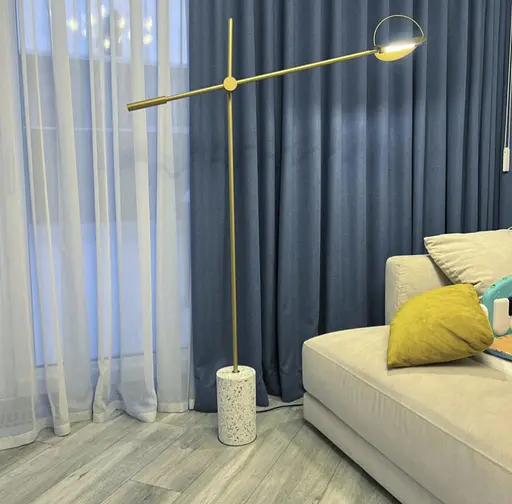 Торшер в золотистому кольорі корпусу з натуральним камінням | Арт. FSE 14 GD | Line F - фото 2