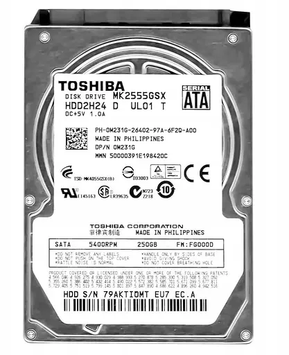 Жорсткий диск Toshiba 2.5 250Gb (MK2555GSX) Б/в - фото 1