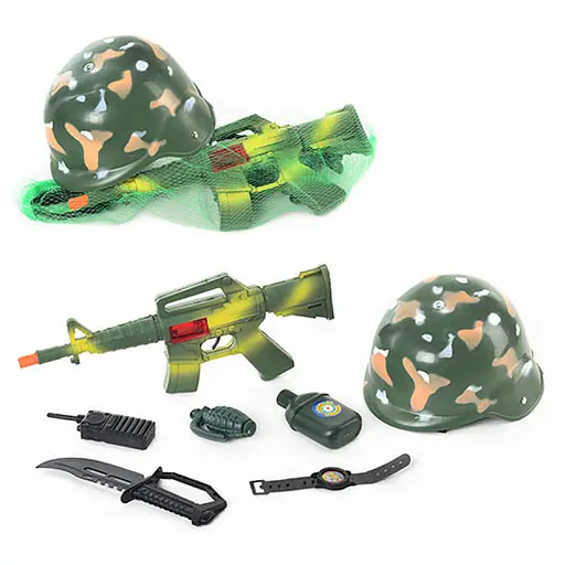 Детская каска 8011 военный набор, 7 предметов - фото 1