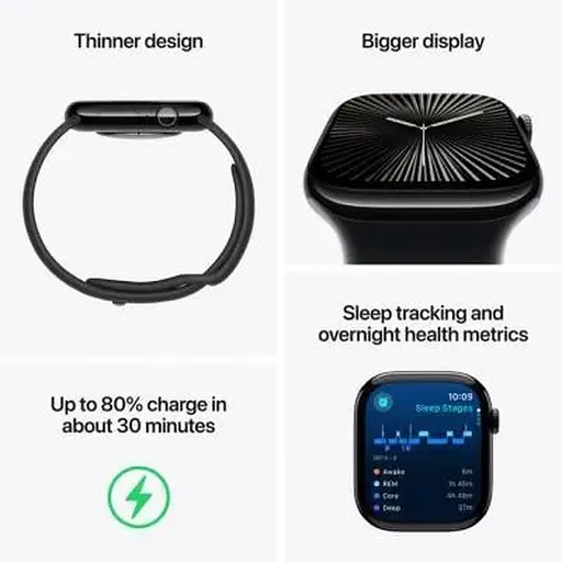 Смарт-годинник Apple Watch Series 10 GPS 46мм Jet Black Aluminum Case w. Ink Sport Loop (MWWR3) - фото 3