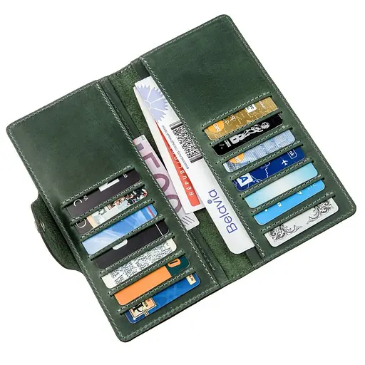 Кошелек унисекс вертикальный из винтажной кожи на кнопках Shvigel 18х8.5х1 см acs0029624 - фото 4