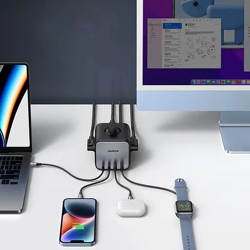 Зарядное устройство 4xUSB 65W 2хUSB-C+2xUSB-A + 2хSchuko DigiNest Cube Power Strip CD268 Ugreen - фото 3