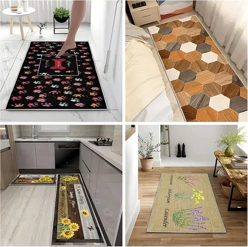 Набір килимків для кухні та ванної 120×40 см і 60×40 см водонепроникні, протиковзні, м'які, декоративні, Kitchen Master Сірий 87944 - фото 8