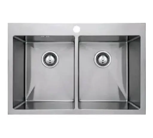 Мийка кухонна подвійна Kraft Handmade HS7848-20 + кошик 780х480х230х3 мм 30412 - фото 1