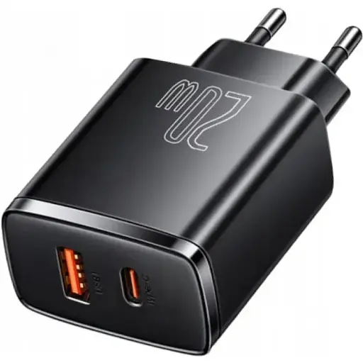 Компактний швидкий зарядний пристрій Baseus 20 W 2 порти (1Type-C + 1 USB) чорний CCXJ-B01 - фото 1