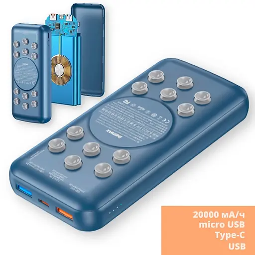 Портативний зарядний пристрій Remax RPP-207 Tanyl 20000mAh 22.5W PD+QC + швидка зарядка (Синій) - фото 2