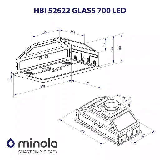 Вытяжка полновстраиваемая Minola HBI 52622 BL GLASS 700 LED - фото 10