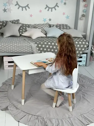 Детский столик со стульчиком Зайчик и ящиком для карандашей и раскрасок (Белый) - фото 4