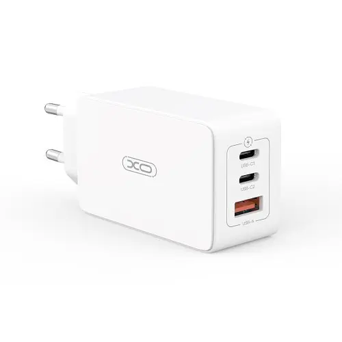 Мережевий зарядний пристрій XO CE13 (EU) 65W GaN tech fast charging (2USB-C 65W/1USB-A 22.5W) Білий - фото 1