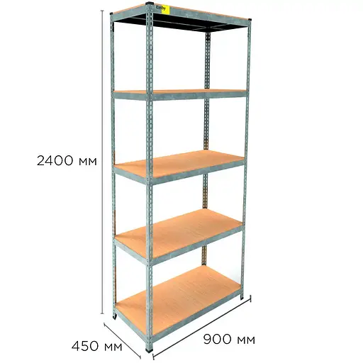 Металевий стелаж Emby Light Series (розмір 2400х900x450мм) 5 полиць ДСП до 100кг Оцинкований - фото 2