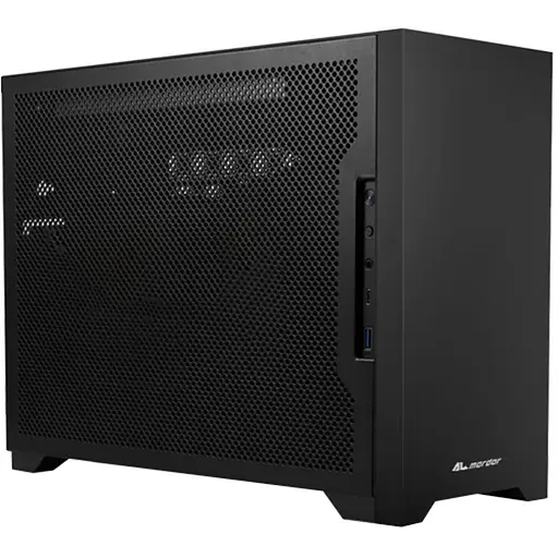 Корпус ALmordor Sharky 170I ITX Black, без БЖ, Mini Tower SFF, для Mini ITX, 1xUSB 3.0, 1xType-C, макс. CPU - 70 мм / VGA - 330 мм / PSU - 160 мм, райзер для вертикальної установки GPU, алюмінієвий (ALS170IBK)