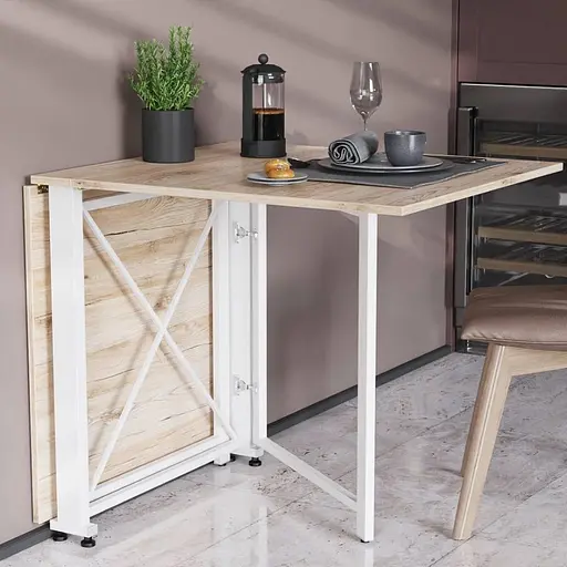 Стіл-книга трансформер Оріон 2 Ferrum-decor 750x1520x730 Білий метал ДСП Дуб Сан-Марино 16 мм (FRD-104591)