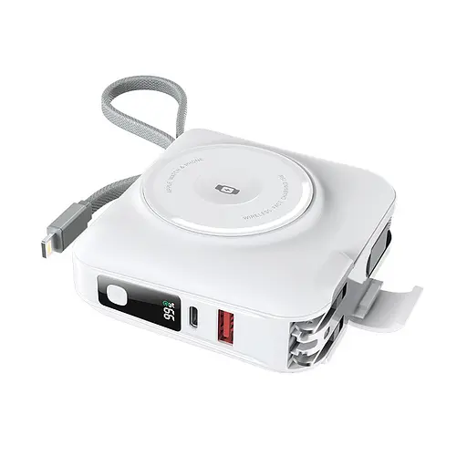 Портативний ЗП Power Bank WIWU Wi-P051 6 in 1 PD45W з БЗП+iWatch 15000 mAh White - фото 2