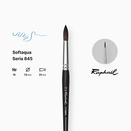Кисть синтетика круглая Raphael Softaqua, №18, профессиональная, короткая ручка - фото 2
